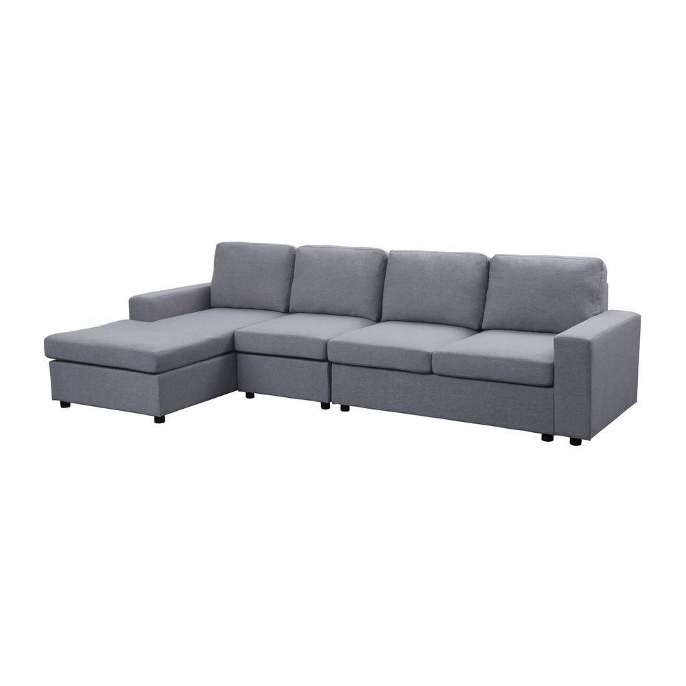 Bailey Light Gray Linen Reversible Modular Sectional Sofa Chaise. Picture 1