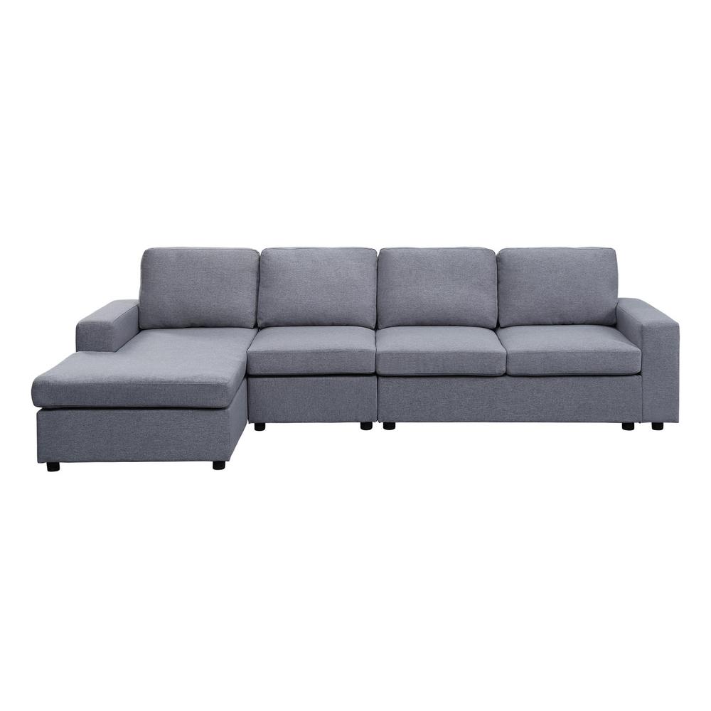 Bailey Light Gray Linen Reversible Modular Sectional Sofa Chaise. Picture 2