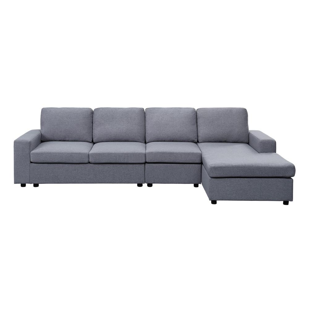 Bailey Light Gray Linen Reversible Modular Sectional Sofa Chaise. Picture 3