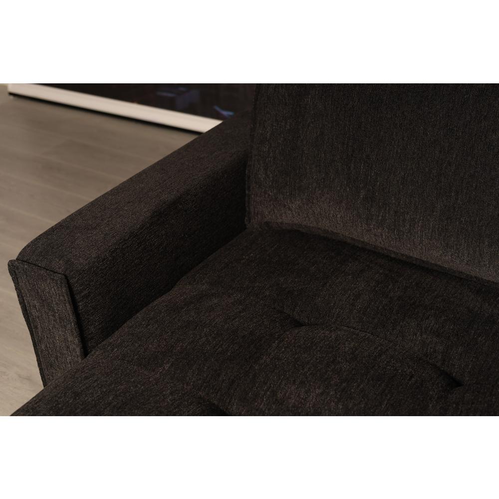 Polaris Black Chenille 125"W Reversible Sectional Sofa. Picture 4