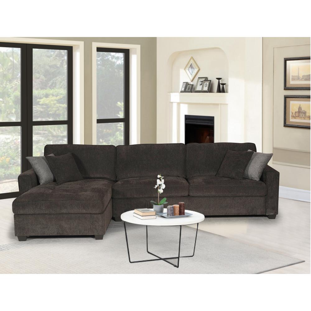 Polaris Black Chenille 125"W Reversible Sectional Sofa. Picture 8