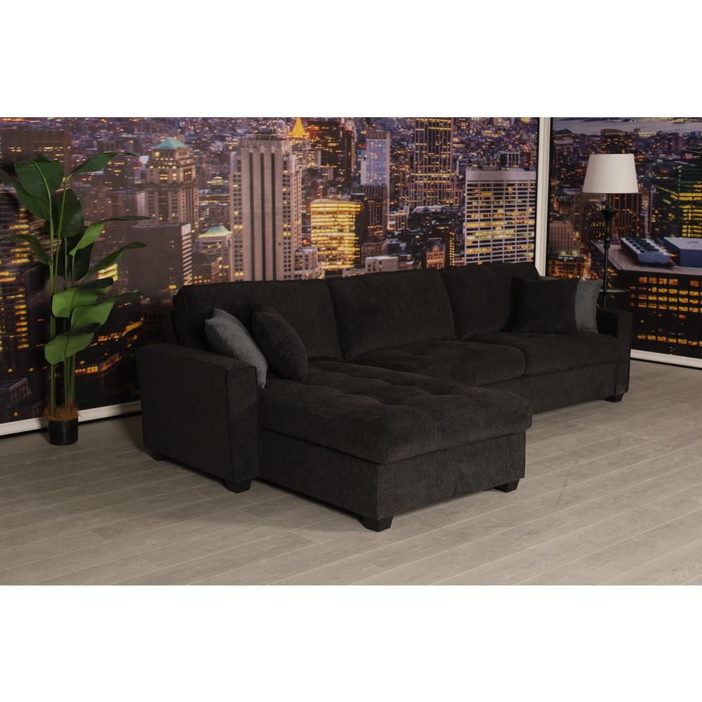 Polaris Black Chenille 125"W Reversible Sectional Sofa. Picture 5