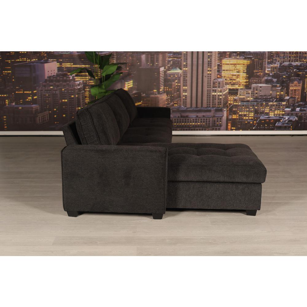 Polaris Black Chenille 125"W Reversible Sectional Sofa. Picture 7
