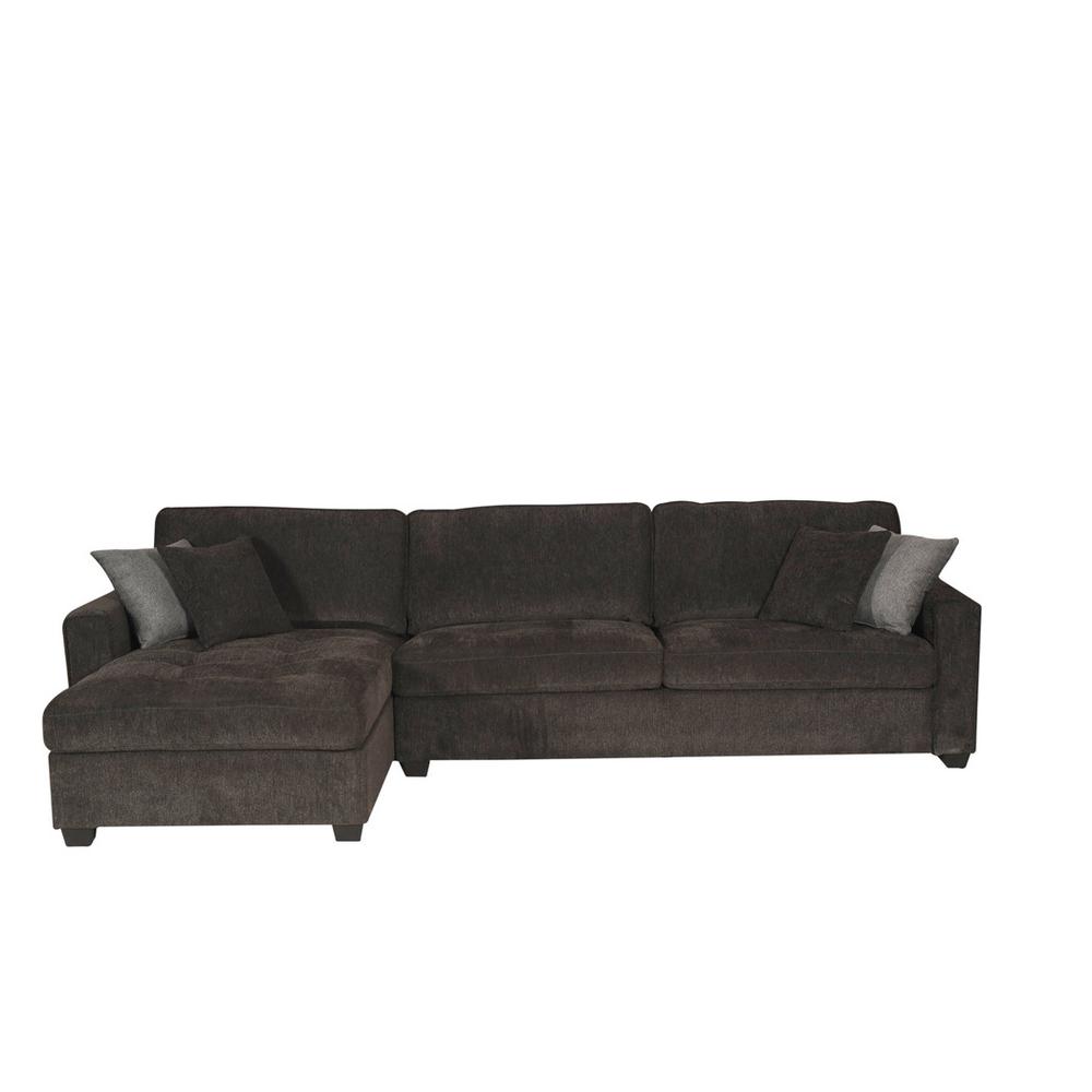 Polaris Black Chenille 125"W Reversible Sectional Sofa. Picture 1