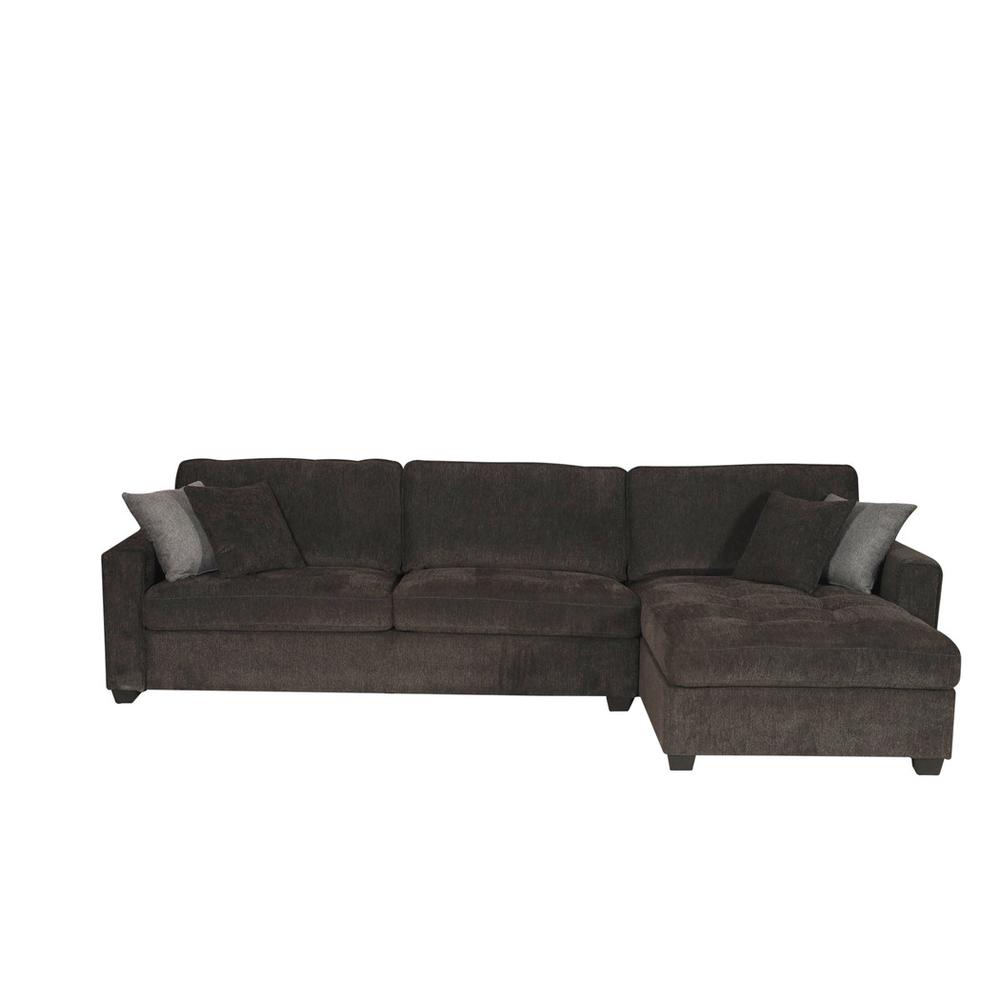 Polaris Black Chenille 125"W Reversible Sectional Sofa. Picture 2