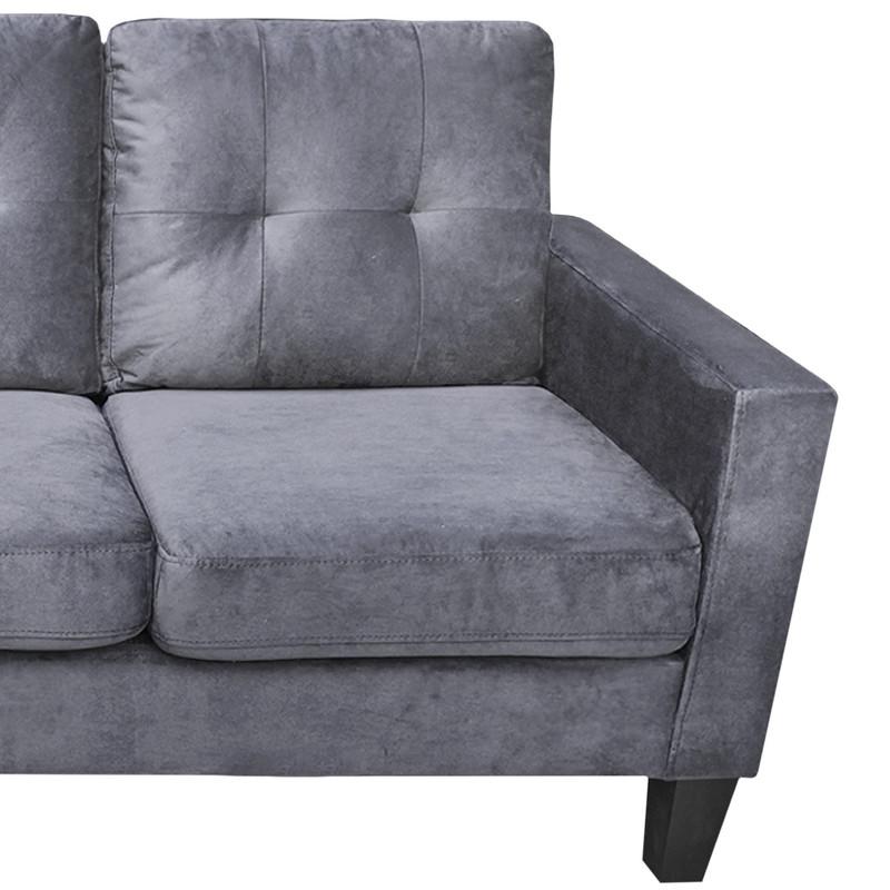 Gray Velvet Reversible Sectional Sofa Chaise. Picture 3