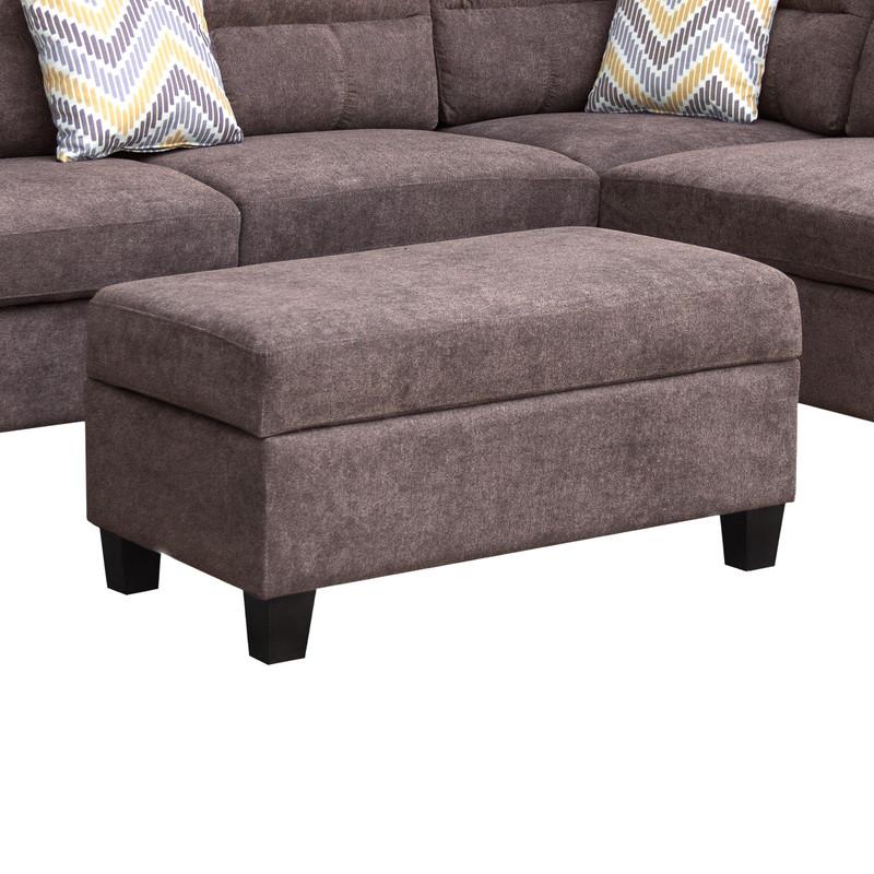 Dark Brown Sectional Sofa with Right Facing Chaise, Ottoman, and 2 Pillows. Picture 2