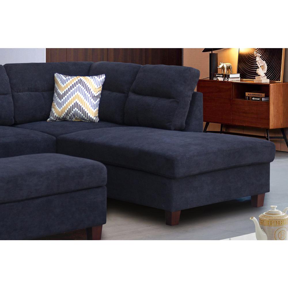 Diego Black Fabric Sectional Sofa with Right Facing Chaise, Storage Ottoman, and 2 Accent Pillows. Picture 6