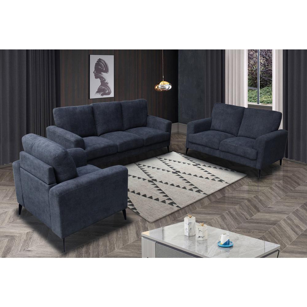 Black Fabric Sofa Loveseat Chair Living Room Set. Picture 10
