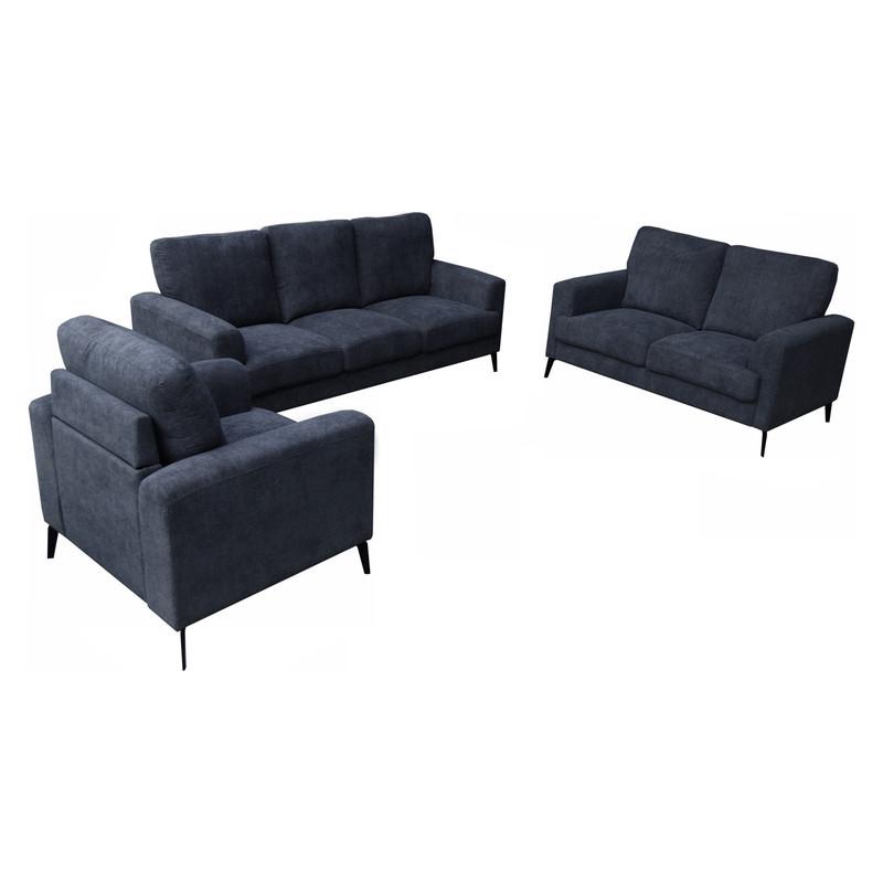 Black Fabric Sofa Loveseat Chair Living Room Set. Picture 2