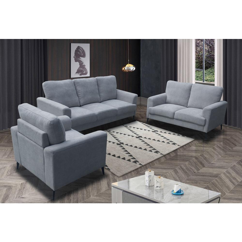 Gray Fabric Sofa Loveseat Chair Living Room Set. Picture 4