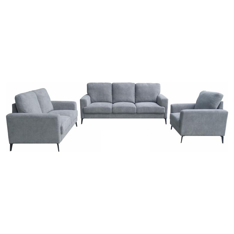 Gray Fabric Sofa Loveseat Chair Living Room Set. Picture 1