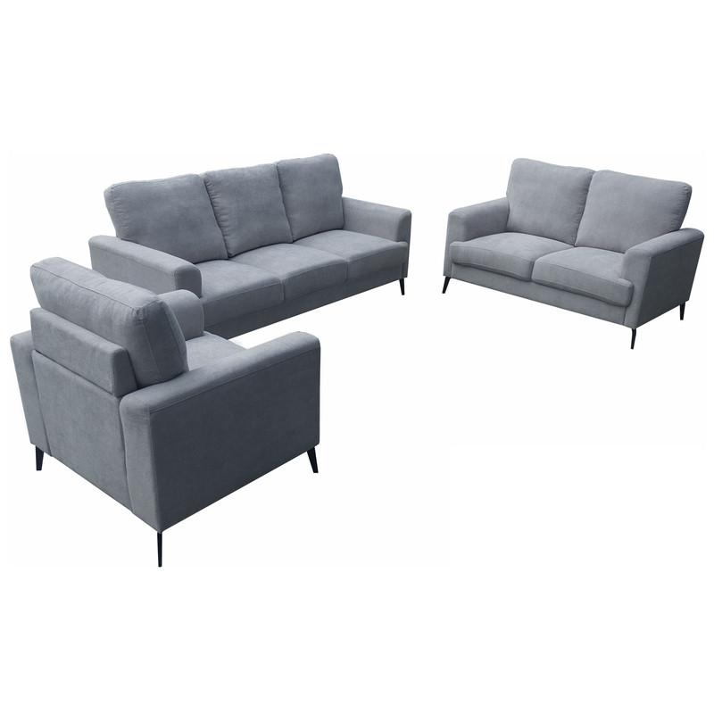 Gray Fabric Sofa Loveseat Chair Living Room Set. Picture 2