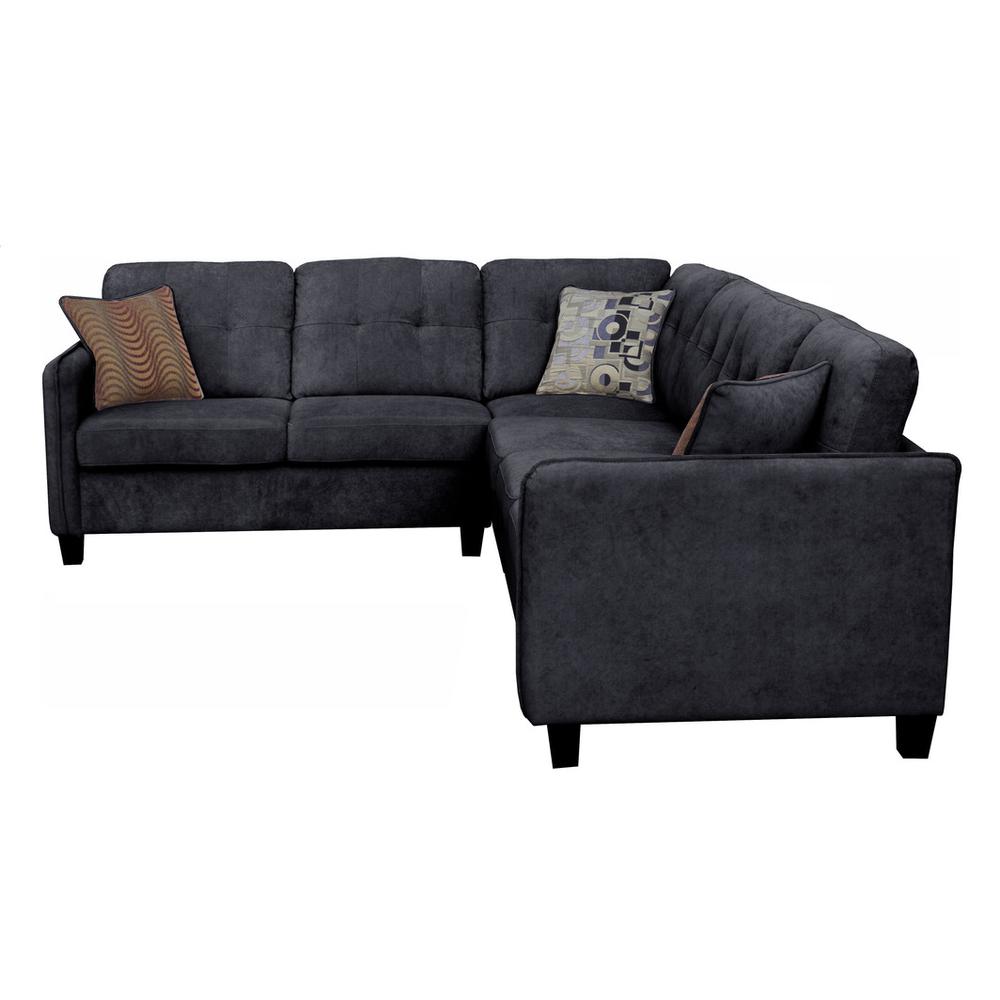 Black Velvet 6-Seater Sectional Sofa. Picture 2