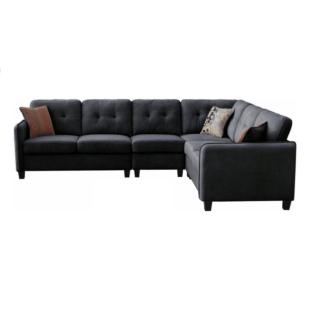 Black Velvet 6-Seater Sectional Sofa. Picture 3