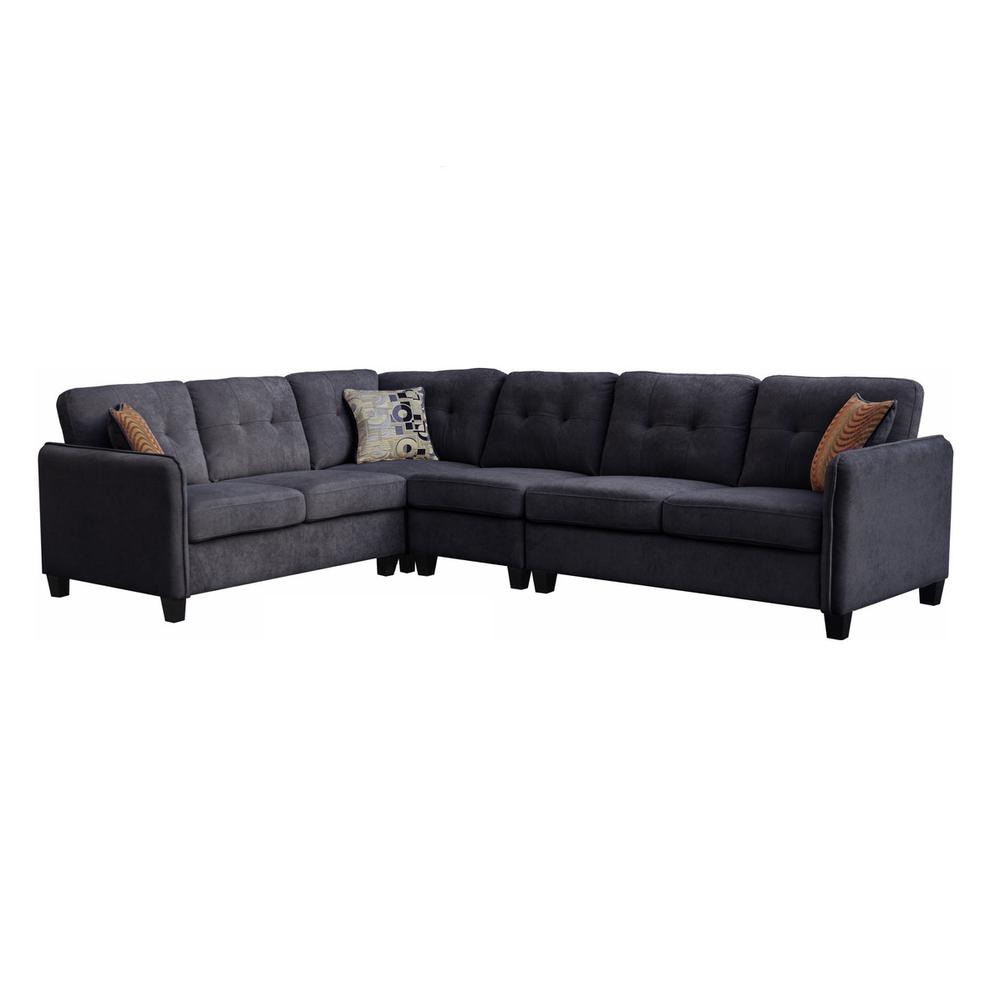 Black Velvet 6-Seater Sectional Sofa. Picture 1