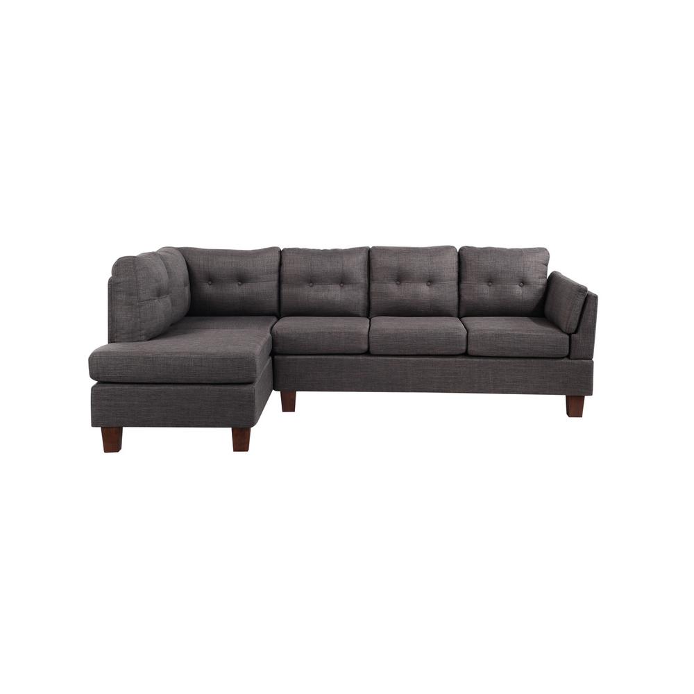 Dalia Dark Gray Linen Modern Sectional Sofa with Left Facing Chaise. Picture 2