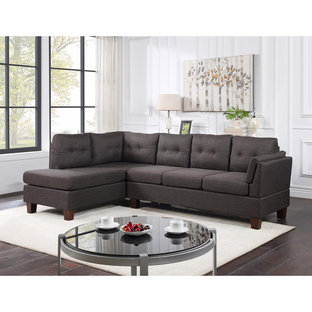 Dalia Dark Gray Linen Modern Sectional Sofa with Left Facing Chaise. Picture 3