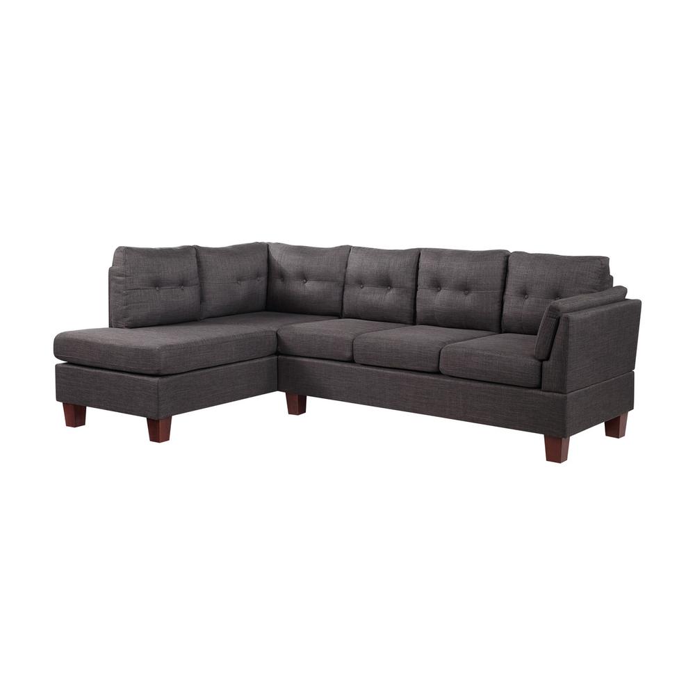 Dalia Dark Gray Linen Modern Sectional Sofa with Left Facing Chaise. Picture 1