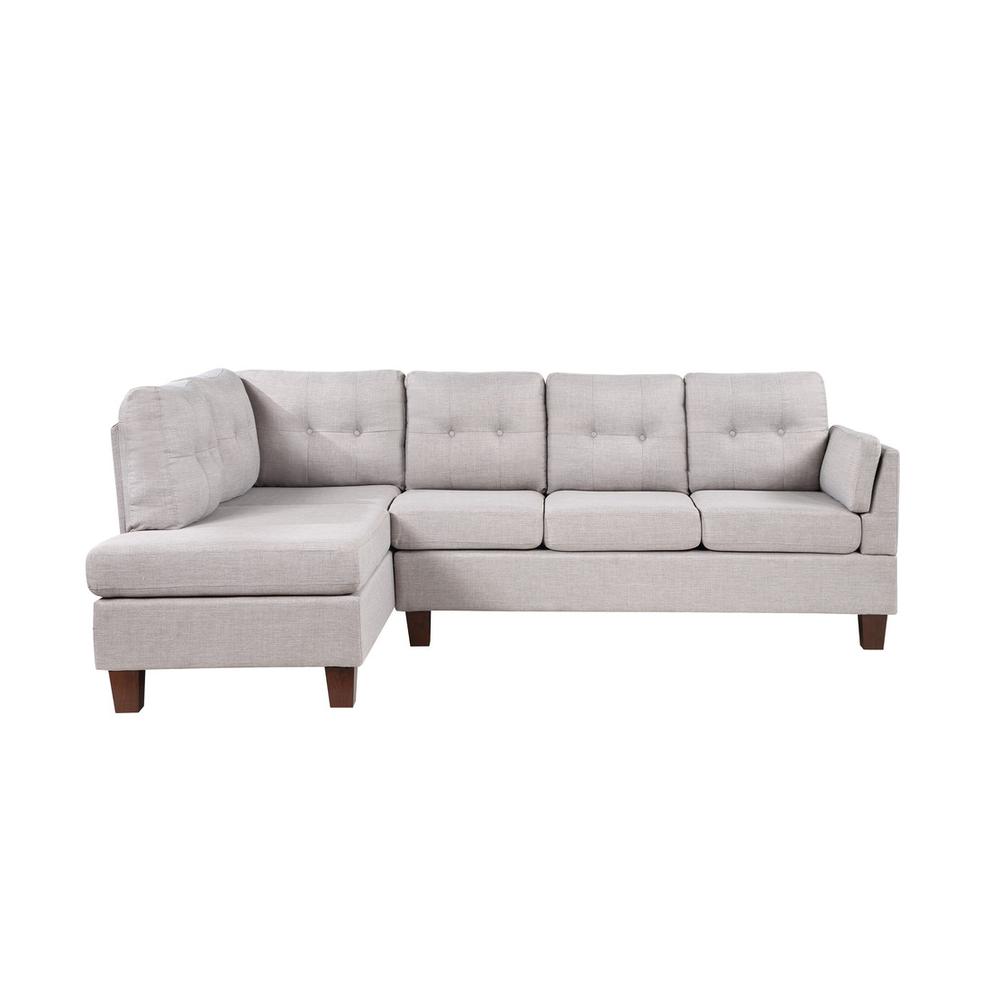 Dalia Light Gray Linen Modern Sectional Sofa with Left Facing Chaise. Picture 3