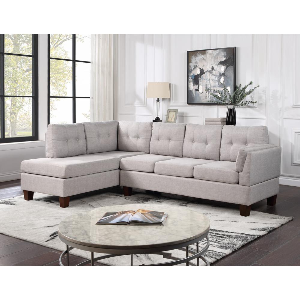 Dalia Light Gray Linen Modern Sectional Sofa with Left Facing Chaise. Picture 1