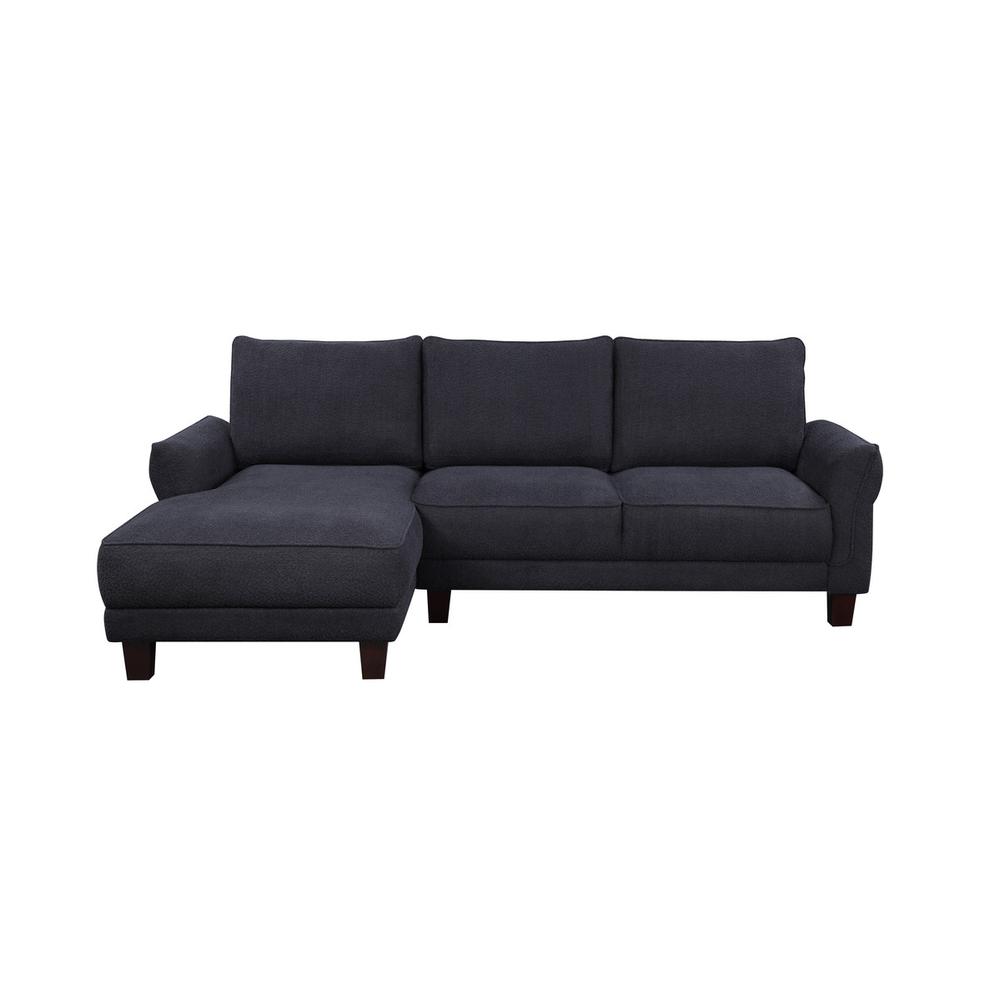 Black Sherpa Sectional Sofa with Left-Facing Chaise. Picture 1