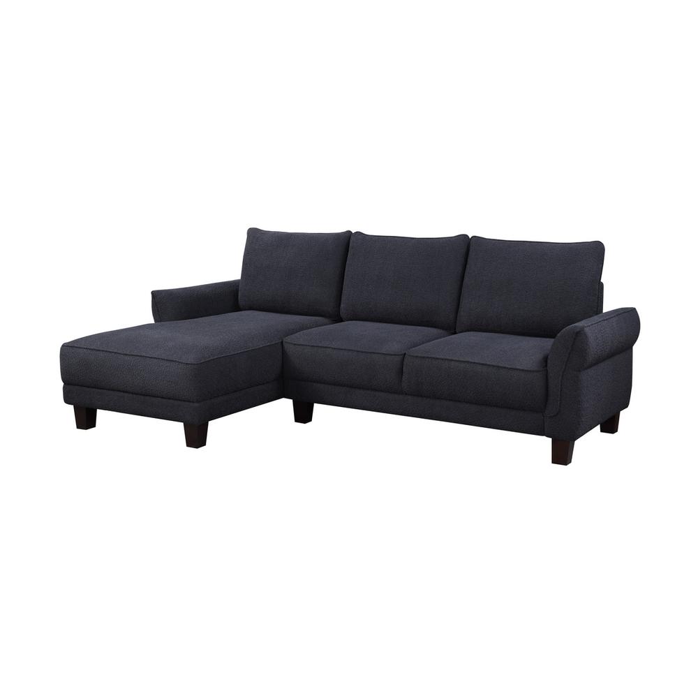 Black Sherpa Sectional Sofa with Left-Facing Chaise. Picture 2