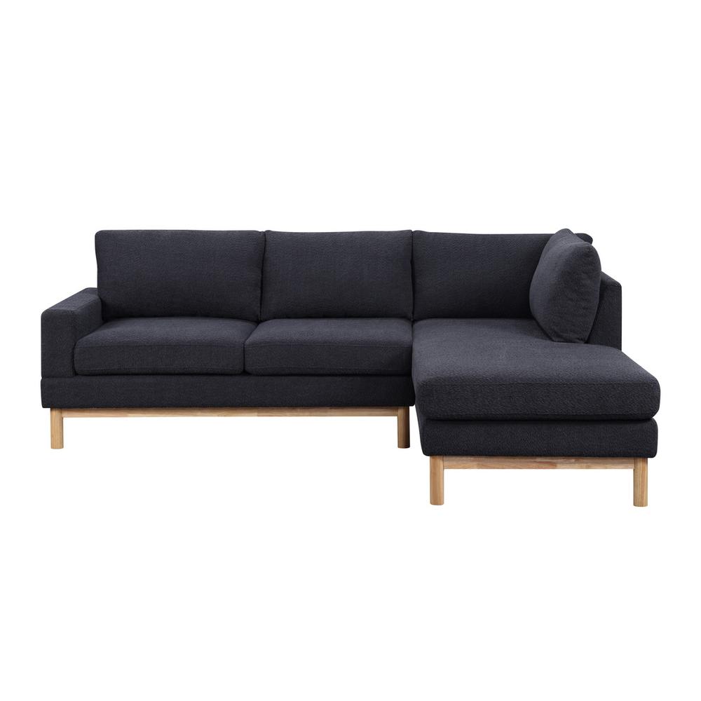 Anisa Black Sherpa Sectional Sofa with Right-Facing Chaise. Picture 2