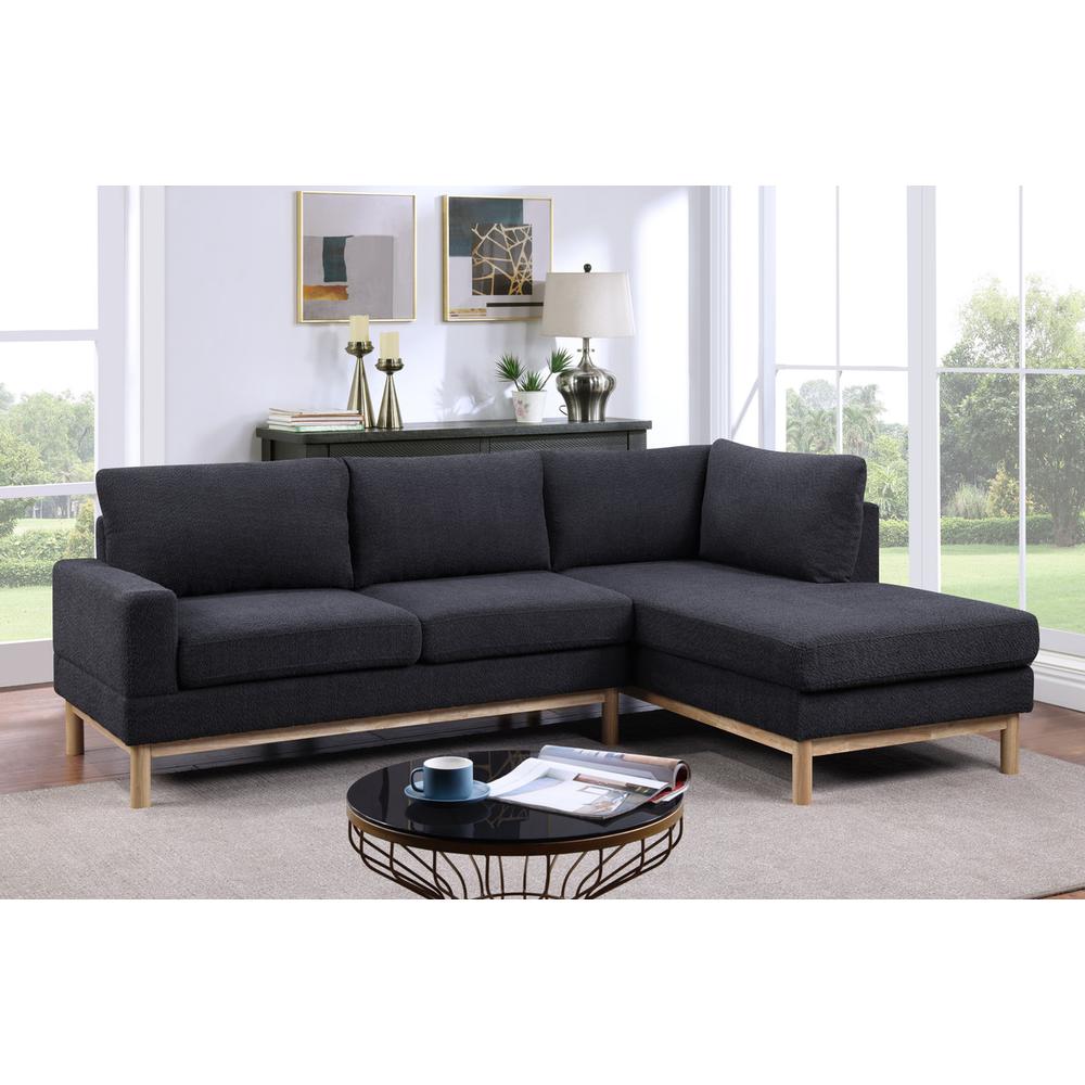 Anisa Black Sherpa Sectional Sofa with Right-Facing Chaise. Picture 3