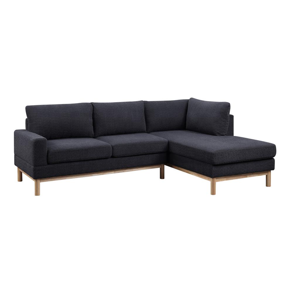 Anisa Black Sherpa Sectional Sofa with Right-Facing Chaise. Picture 1