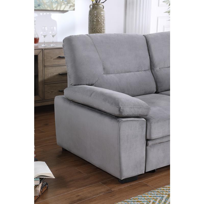 Kipling Gray Woven Fabric Reversible Sleeper Sectional Sofa Chaise. Picture 13