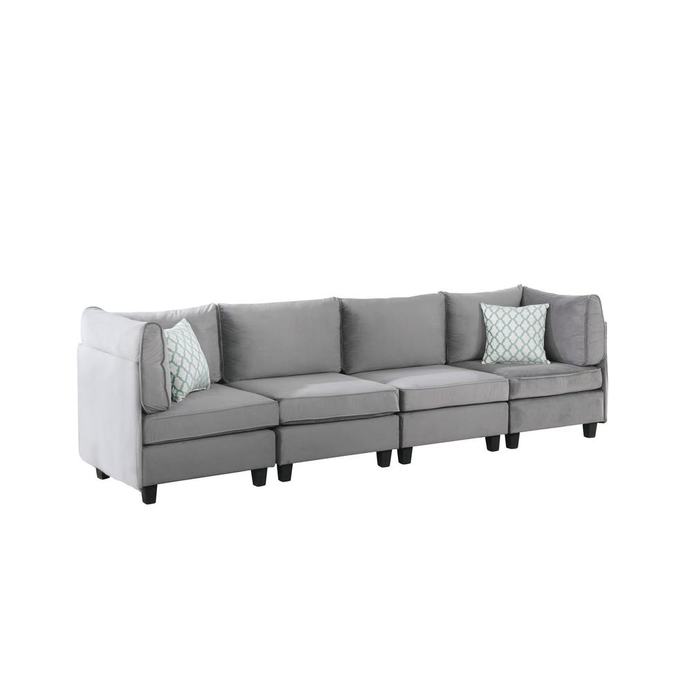 Zelmira Gray Velvet 4Pc Sofa. Picture 1