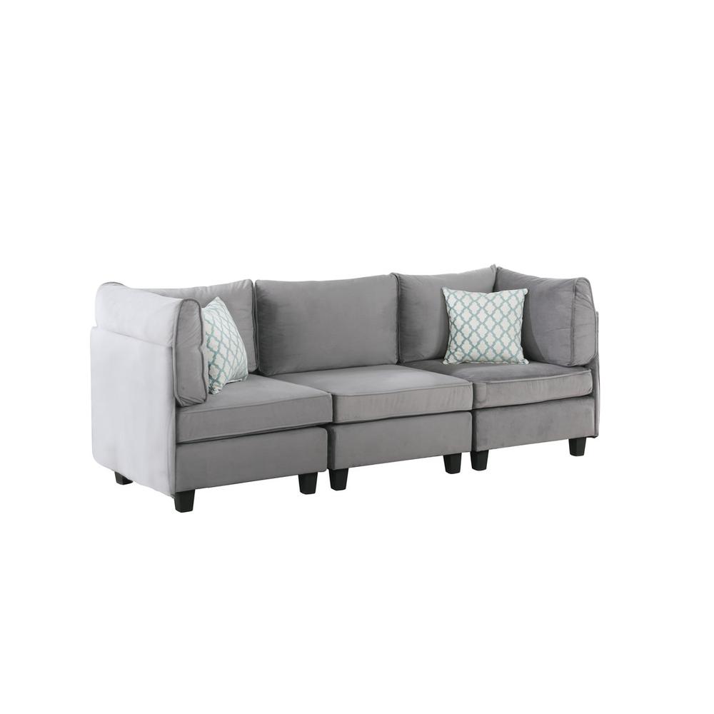 Zelmira Gray Velvet 3Pc Sofa. Picture 1