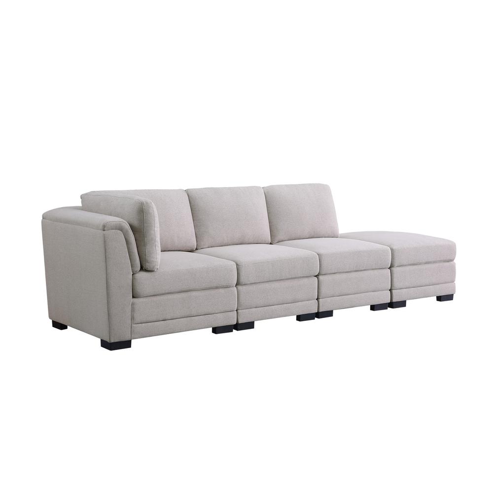 Kristin Light - Gray Linen Fabric Reversible Sofa with Ottoman. Picture 1