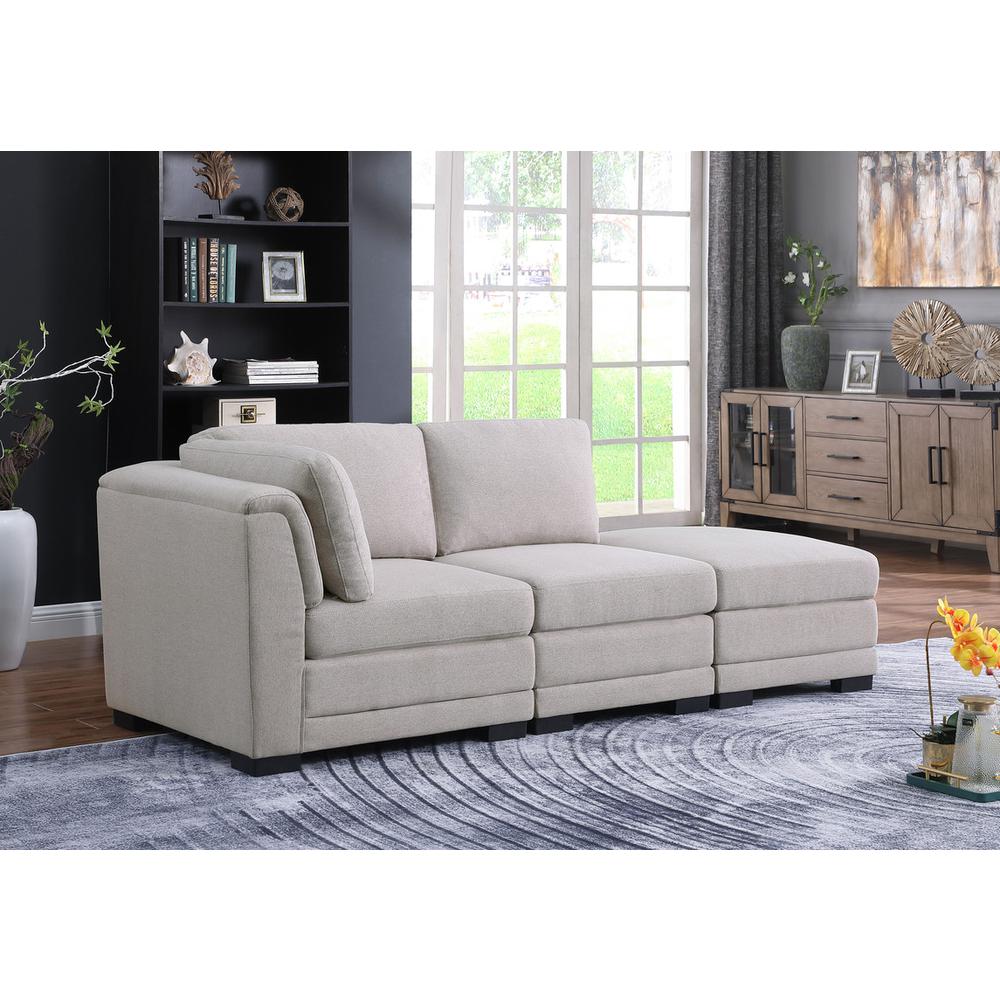 Kristin Light Gray Linen Fabric Reversible-Sofa with Ottoman. Picture 5