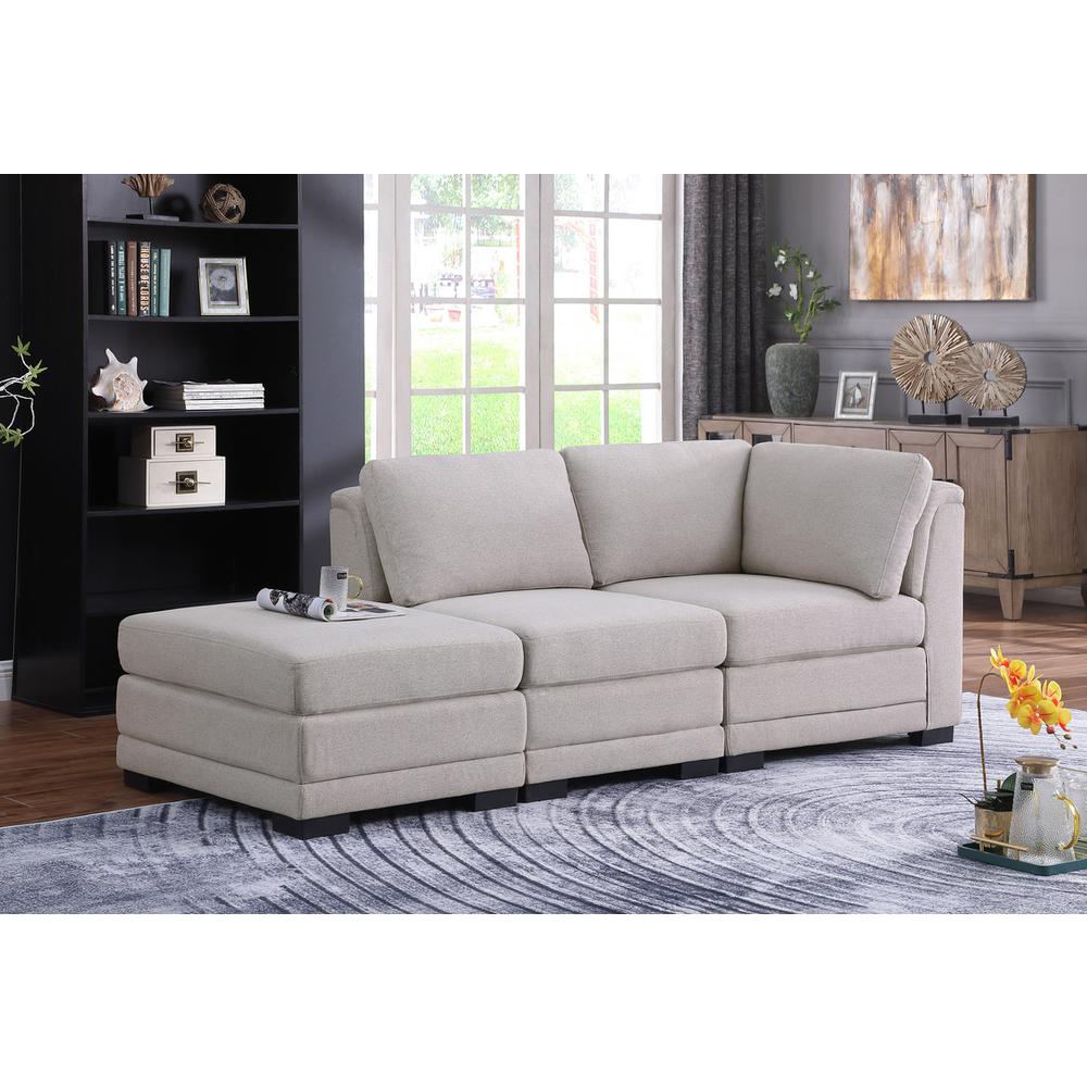 Kristin Light Gray Linen Fabric Reversible-Sofa with Ottoman. Picture 4