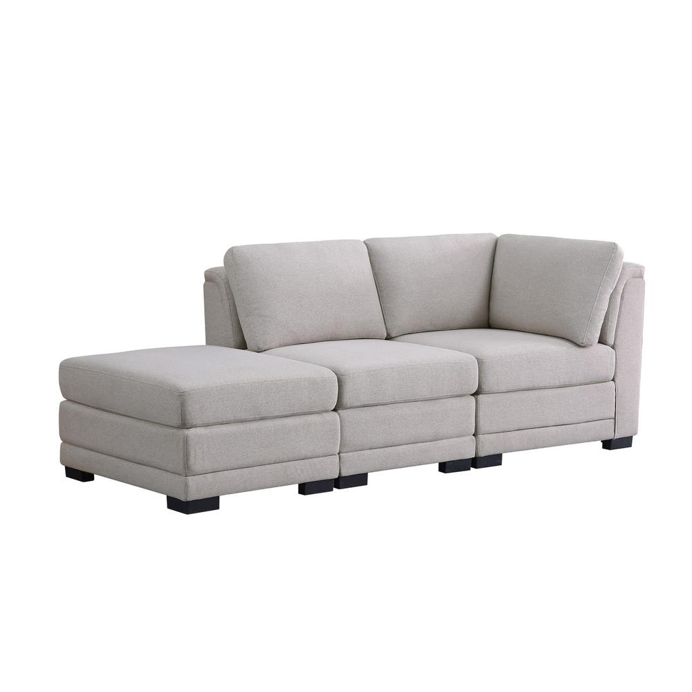 Kristin Light Gray Linen Fabric Reversible-Sofa with Ottoman. Picture 2