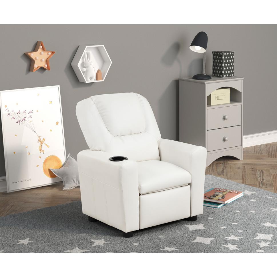 Marisa White PU Leather Kids Recliner Chair. Picture 3