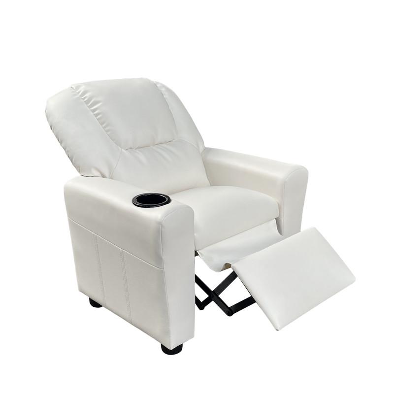 Marisa White PU Leather Kids Recliner Chair. Picture 1