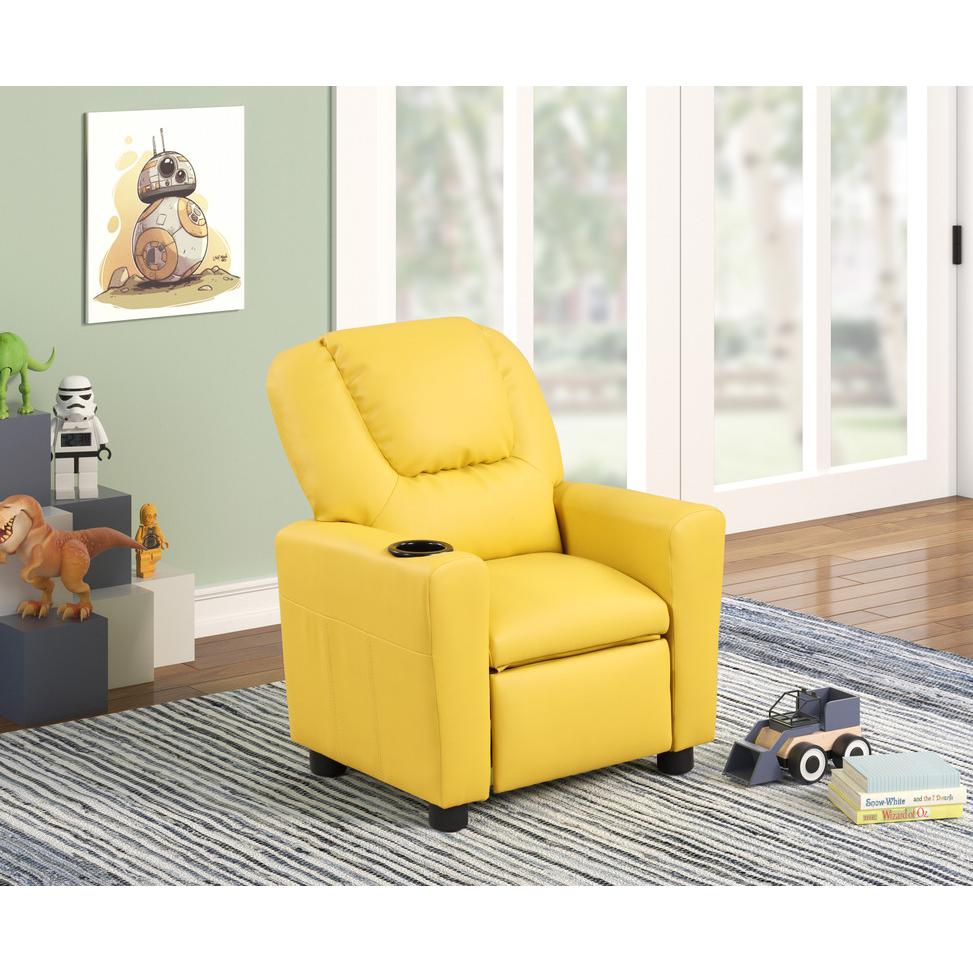 Marisa Yellow PU Leather Kids Recliner Chair. Picture 3
