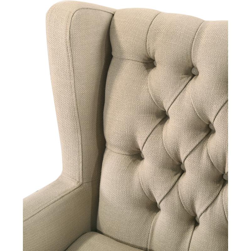 Irwin Beige Linen Button Tufted Wingback Chair. Picture 4