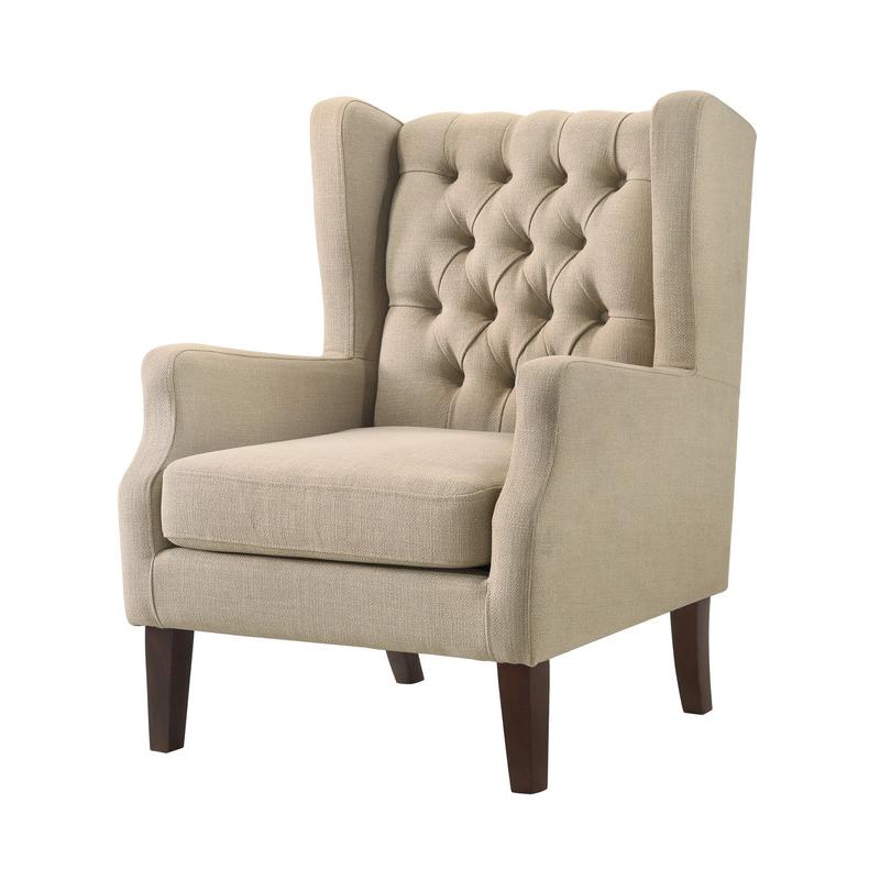 Irwin Beige Linen Button Tufted Wingback Chair. Picture 2