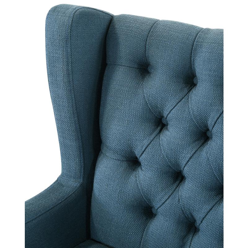 Irwin Blue Linen Button Tufted Wingback Chair. Picture 3