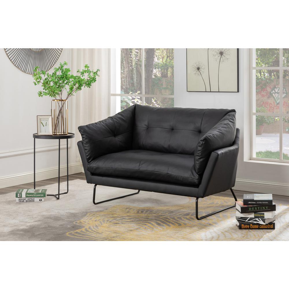 Karla Black PU Leather Contemporary Loveseat and Ottoman. Picture 3