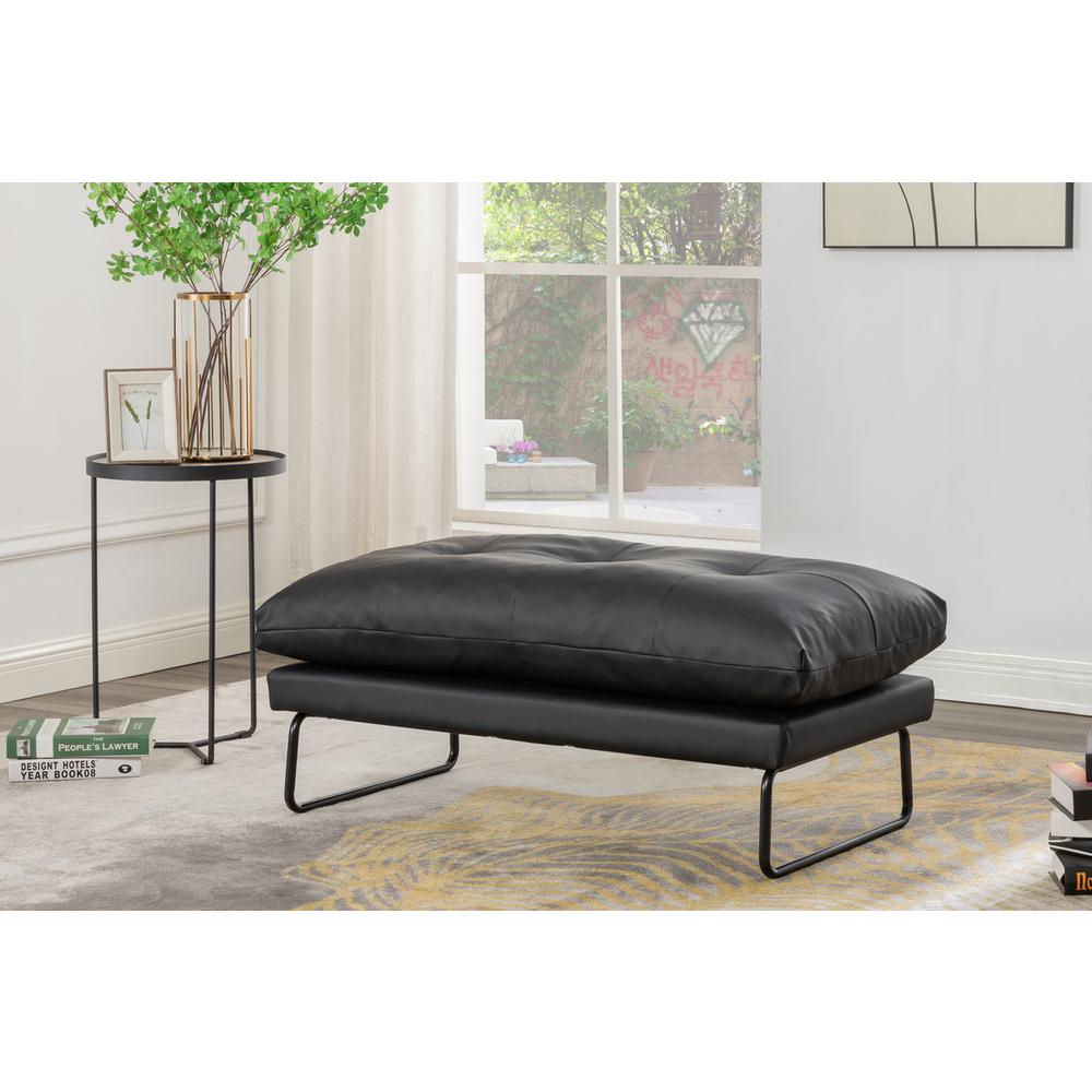 Karla Black PU Leather Contemporary Loveseat and Ottoman. Picture 6