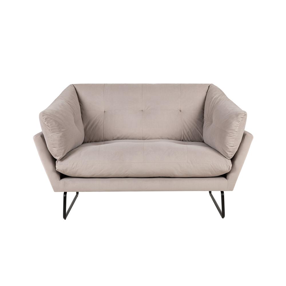 Karla Gray Velvet Contemporary Loveseat and Ottoman. Picture 5