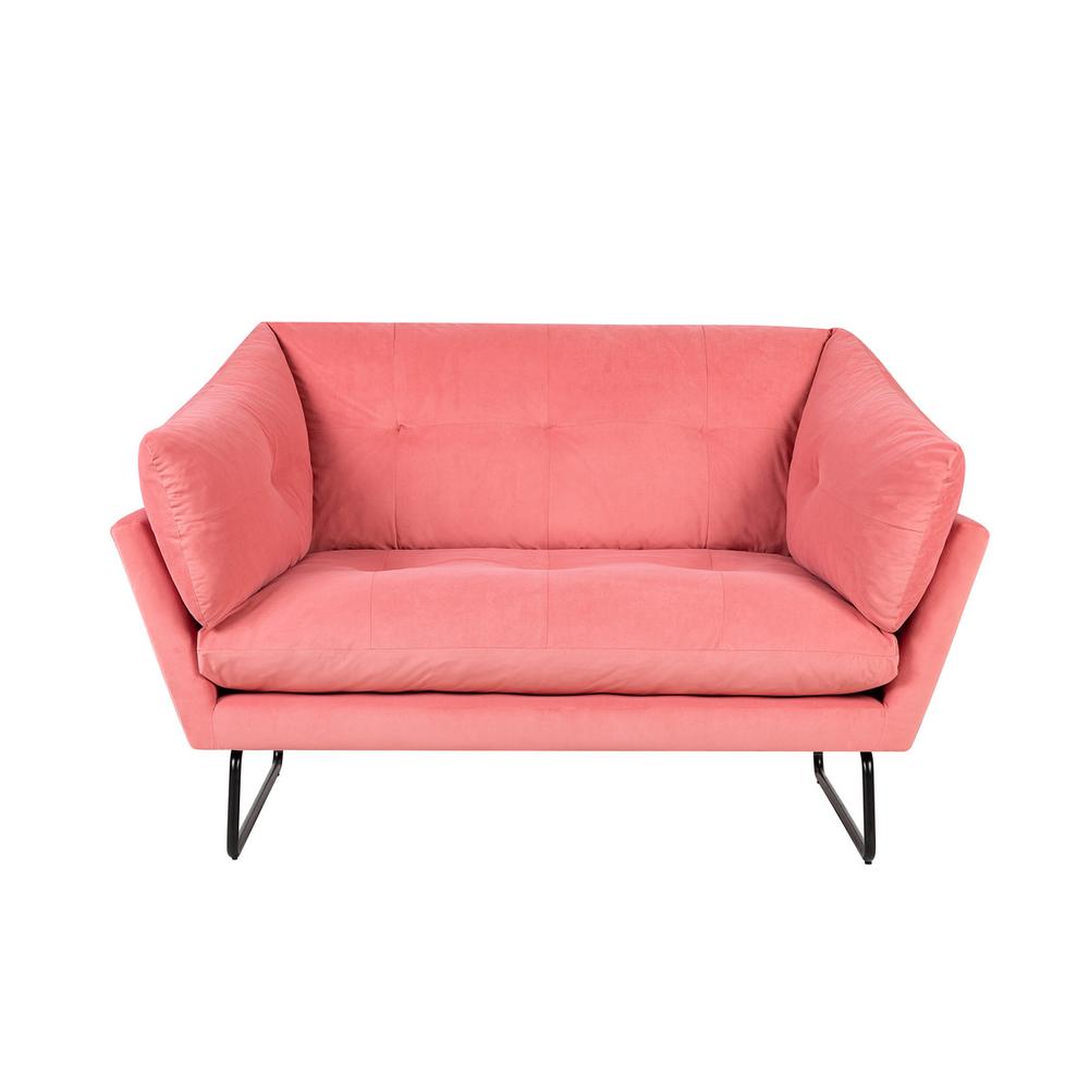Karla Pink Velvet Contemporary Loveseat and Ottoman. Picture 5