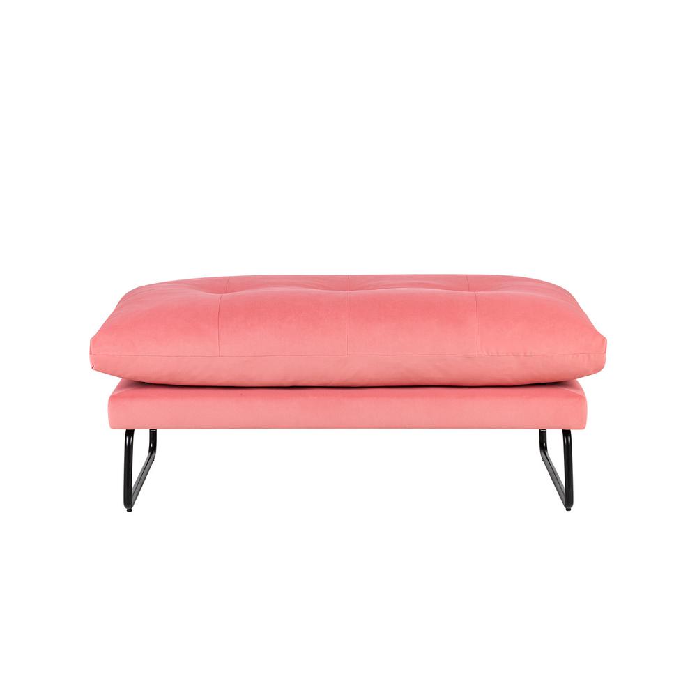 Karla Pink Velvet Contemporary Loveseat and Ottoman. Picture 8