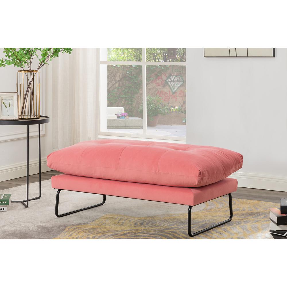 Karla Pink Velvet Contemporary Loveseat and Ottoman. Picture 6