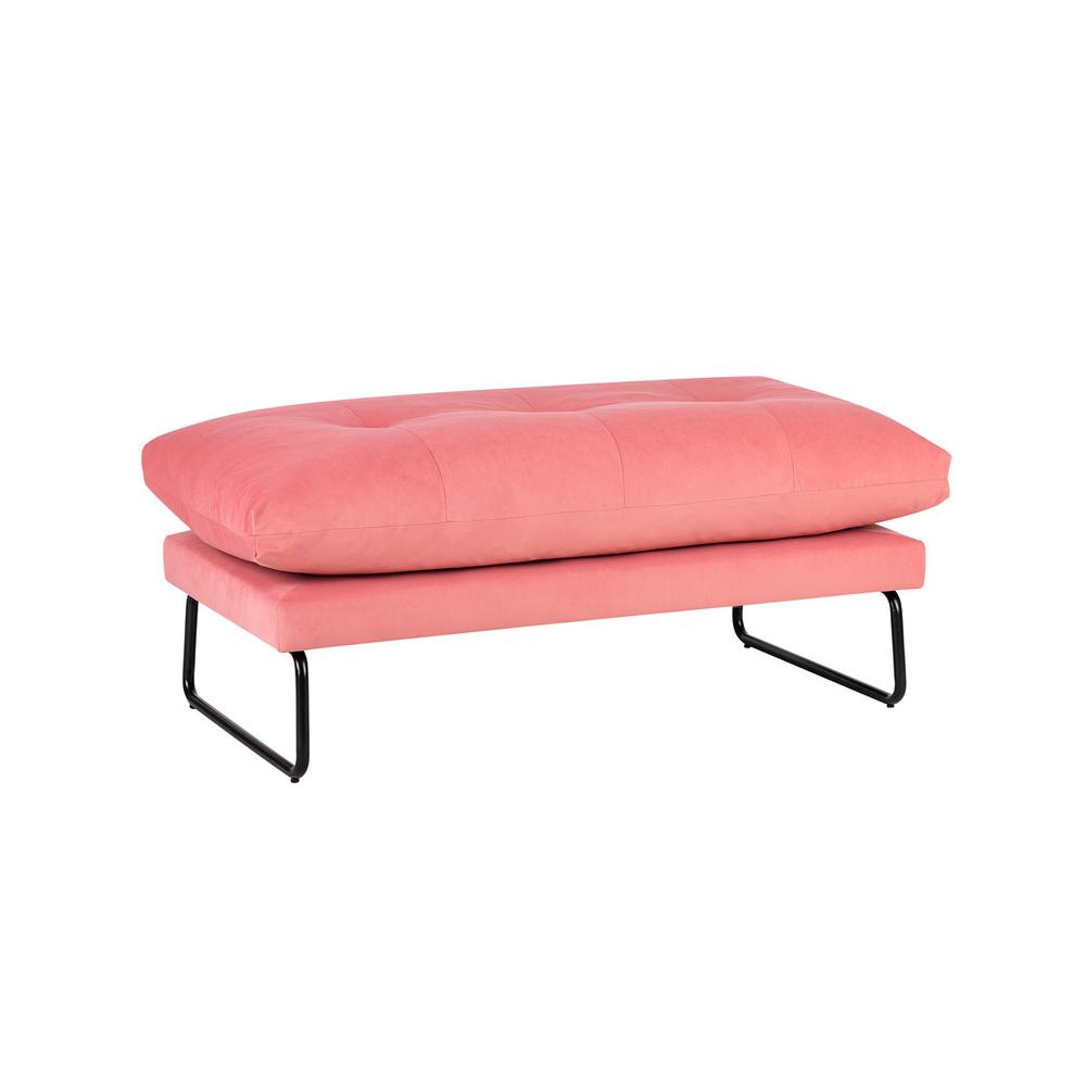 Karla Pink Velvet Contemporary Loveseat and Ottoman. Picture 7
